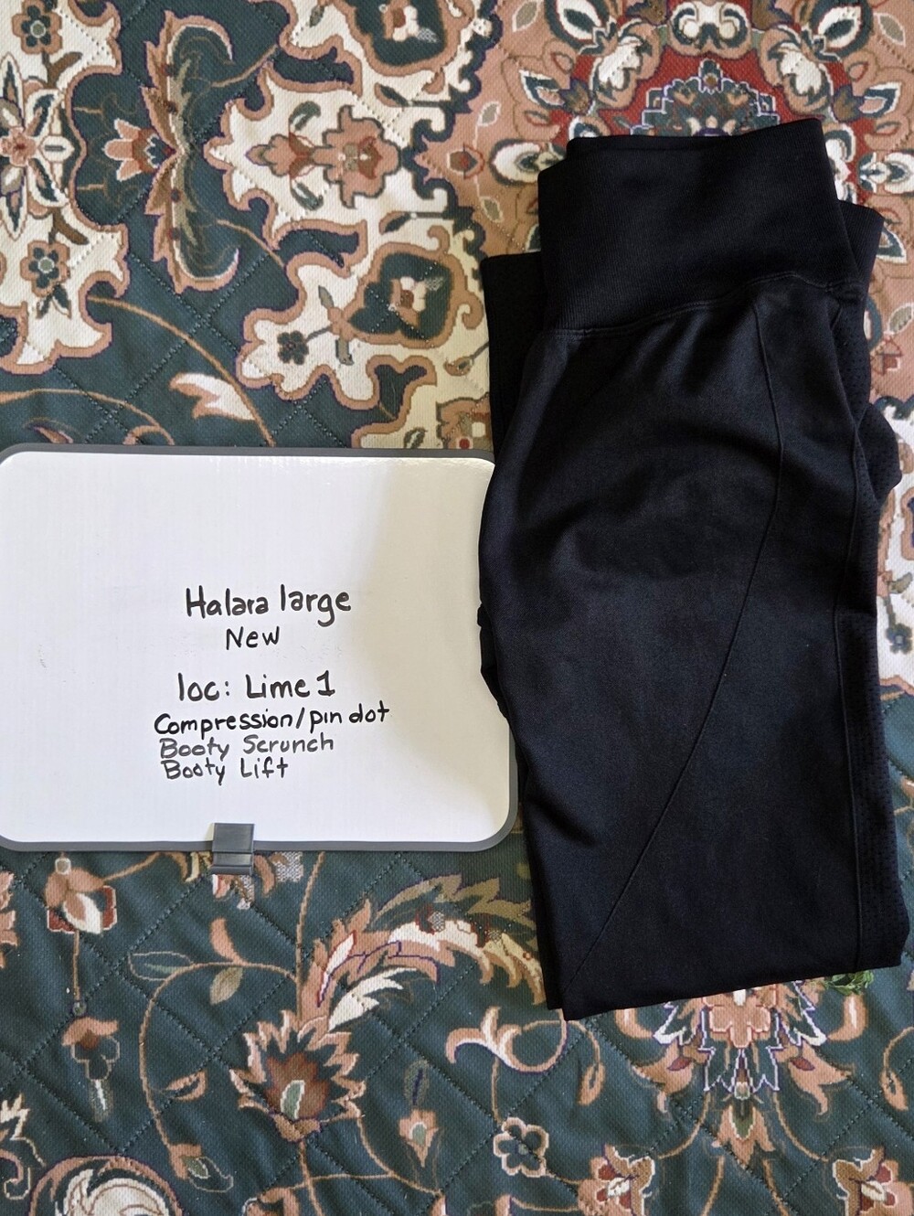 Halara black large compression butt lifting butt scrunch pin dot leggings NWOT - Picture 10 of 10